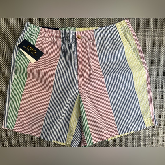 Polo by Ralph Lauren Men's Striped Shorts - Pink, Blue, Green, Yellow - Picture 1 of 5